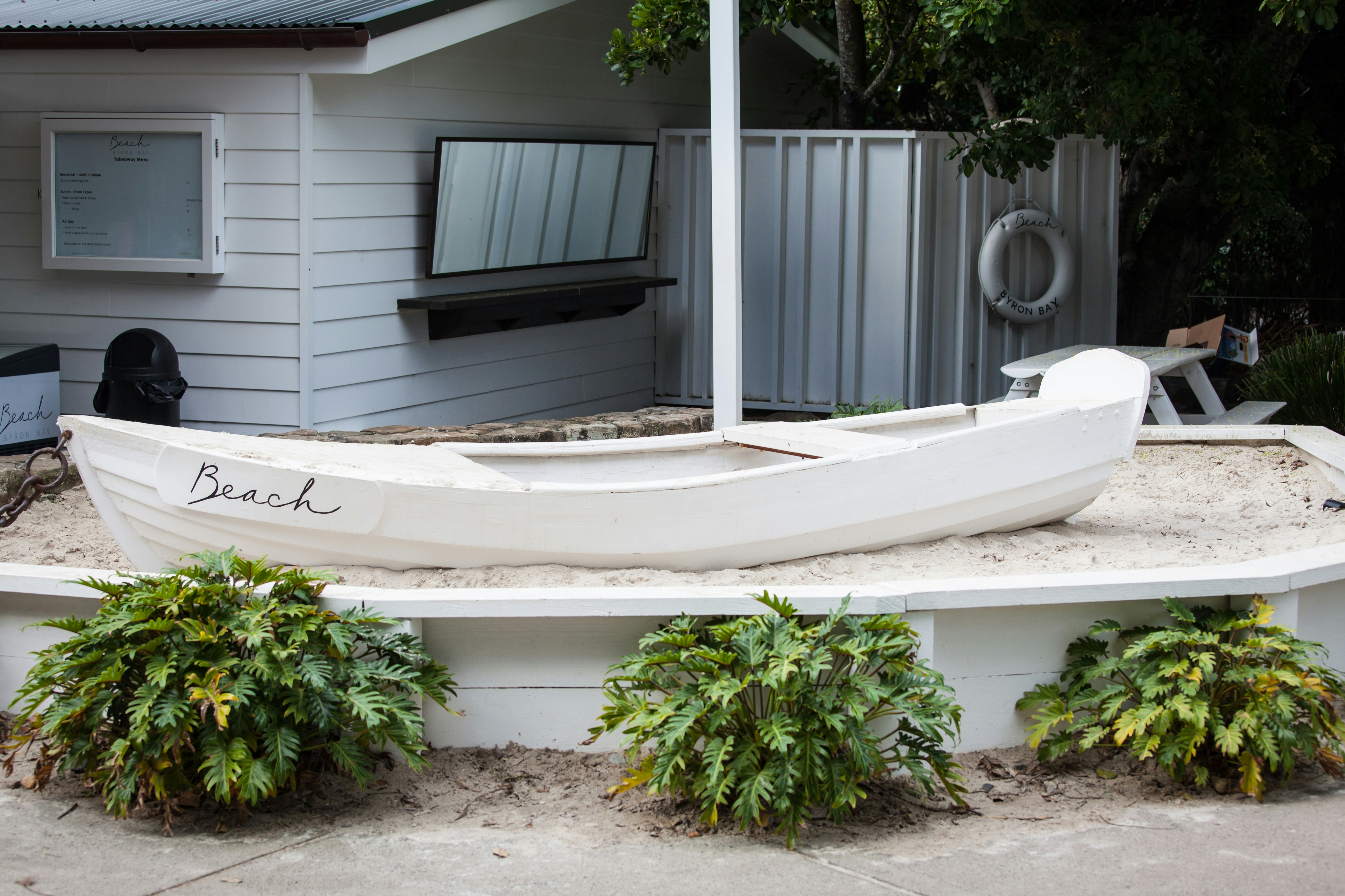 white canoe